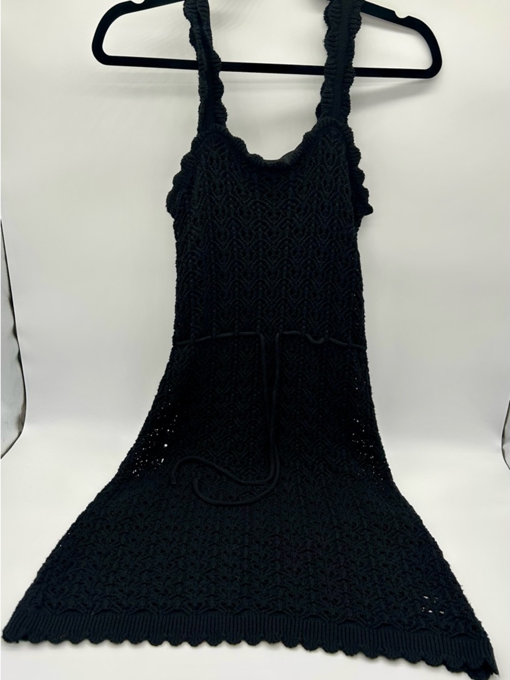 Jessica Simpson whimsical, witchy vibes Black Crochet large Knit Dress